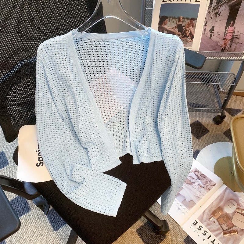 YAYUAN Dài tay đan cardigan nữ ngắn màu trắng | BigBuy360 - bigbuy360.vn