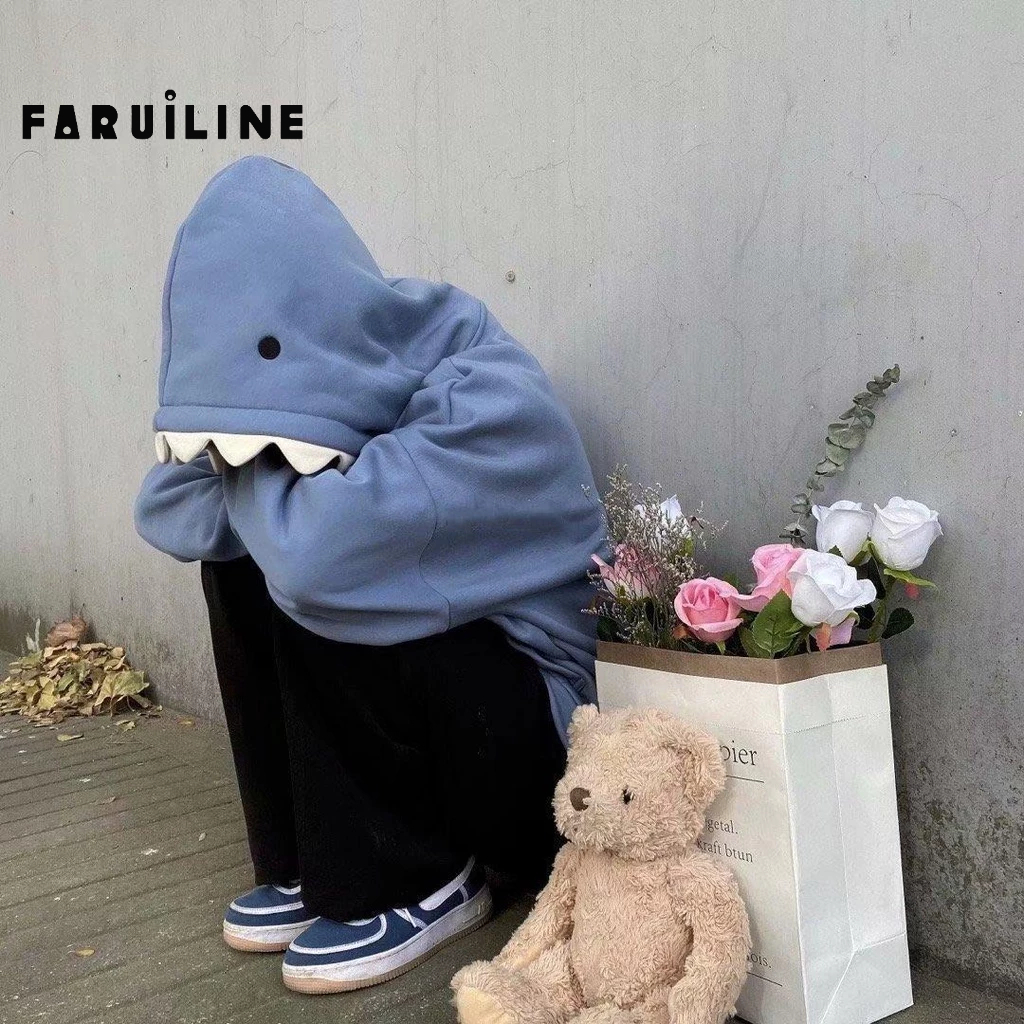 Áo Hoodie In Hình Cá Mập Dễ Thương Cho Cặp Đôi
