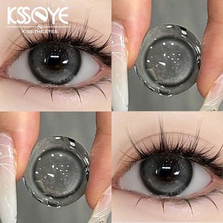 (Cod) Ống kính tiếp xúc được phân loại 1 cặp ống kính tiếp xúc màu với dung dịch Ống kính tiếp xúc màu xám 14,2MM Mắt Mỹ phẩm màu hàng năm để dưỡng ẩm màu xám trong suốt 2 chiếc