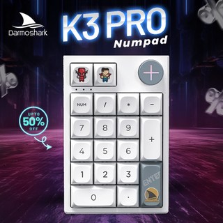 Darmoshark k3 pro ba chế độ 2.4g / bt5.0 / usb-c bàn phím số cơ không dây bluetooth 19 phím bàn phím số mini bàn phím trò chơi đèn nền rgb di động bàn phím mở rộng