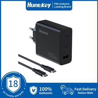 Đầu sạc USB C Huntkey 100W với 2 gói Cáp USB-C Bộ chuyển đổi nguồn nhanh 3 cổng GaN PD cho Macbook / cho iPhone / cho iPad / cho mọi loại điện thoại / máy tính xách tay