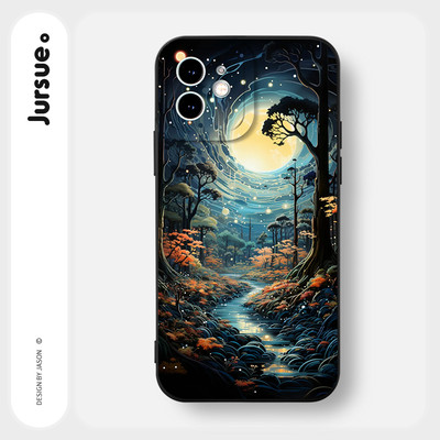 Ốp lưng JURSUE mềm đen độc lạ dễ thương đẹp cho iPhone 17 16 15 14 13 12 11 Pro Max SE 2020 X XR XS ip 8 7 Plus Y4675Q