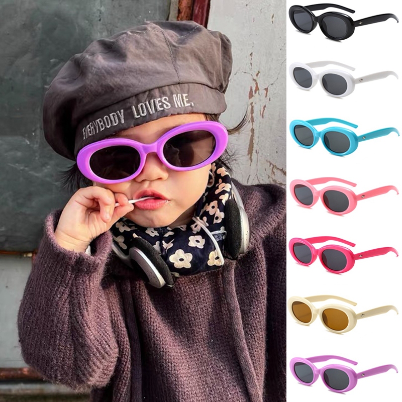 Kính Mát Thời Trang Hàn Quốc y2k Gọng oval Nhỏ Phong Cách retro Châu Âu Và Mỹ Cho Trẻ Em