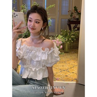 Xiaozhainv Áo thun nữ tay ngắn gợi cảm lệch vai gợi cảm Quần áo nữ Slim Y2K Top
