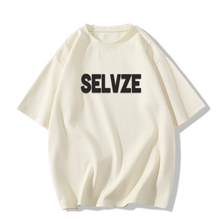 SELVZE Áo thun cotton ngắn tay in hình cổ điển đơn giản kiểu Mỹ dáng rộng giản dị oversized top unisex còn hàng