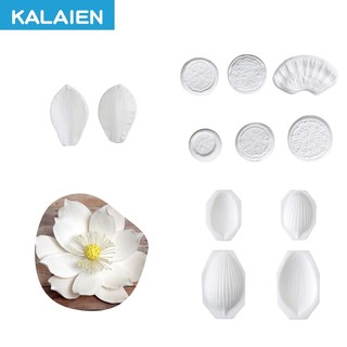 KALAIEN Hoa Sen Fondant Khuôn Hoa Cánh Hoa Khuôn Silicon & Bộ Cắt Thép Không Gỉ Sáng Tạo Trang Trí Bánh Dụng Cụ Ăn Được Thích Hợp Theo Chủ Đề Bánh