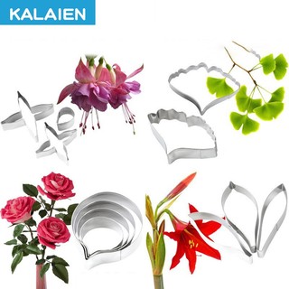 KALAIEN Thép không gỉ Kẹo Cao Su Dán Hoa Và Lá Bộ Cắt Bánh Quy Hoa Fondant Dụng Cụ Làm Hoa Sugarcraft Cho Đám Cưới, Trang Trí Bánh Sinh Nhật