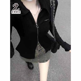 ZHELIHANGFEI Áo cardigan Tay Dài Cổ Chữ v Màu Đen Phong Cách Mỹ Thời Trang Mùa Thu Cho Nữ