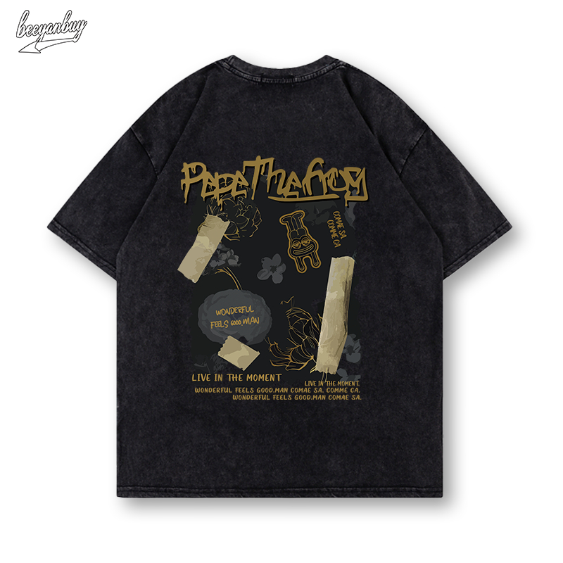 Áo phông BEEYANBUY nam wash áo thun vintage hiphop tay lỡ T-shirt unisex ulzzang 100% cotton-Y0808