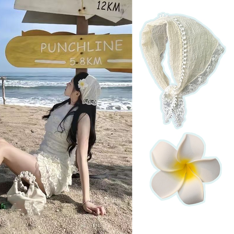 [Magpie] Khăn lụa Pháp khí quyển Băng đô nữ Khăn trùm đầu ren Pháp 2024 khăn quàng cổ hình tam giác cao cấp mới