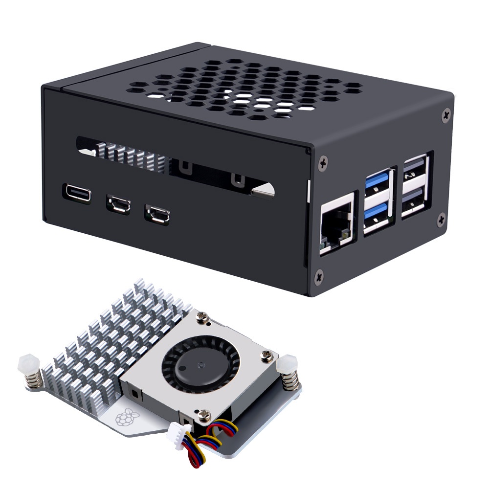 Vỏ kim loại 52Pi cho Raspberry Pi 5, Raspberry Pi Active Cooler cho Raspberry Pi 5 4GB / 8GB