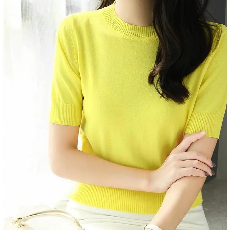 Áo Thun Dệt Kim Tay Lỡ Dáng Ôm Thời Trang Mùa Hè Hàng Mới Dành Cho Bạn Nữ