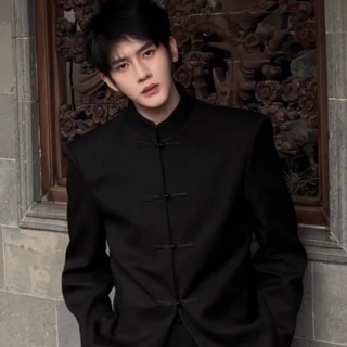 Mới Phong Cách Trung Quốc Quần Áo Nam Phong Cách Trung Hoa Miếng Lót Vai Phù Hợp Với Cảm Giác Cao Cấp Mùa Thu Khóa Áo Khoác Trung Hoa Quần Áo Sinh Viên Đường Phù Hợp Với Phong Cách Nam