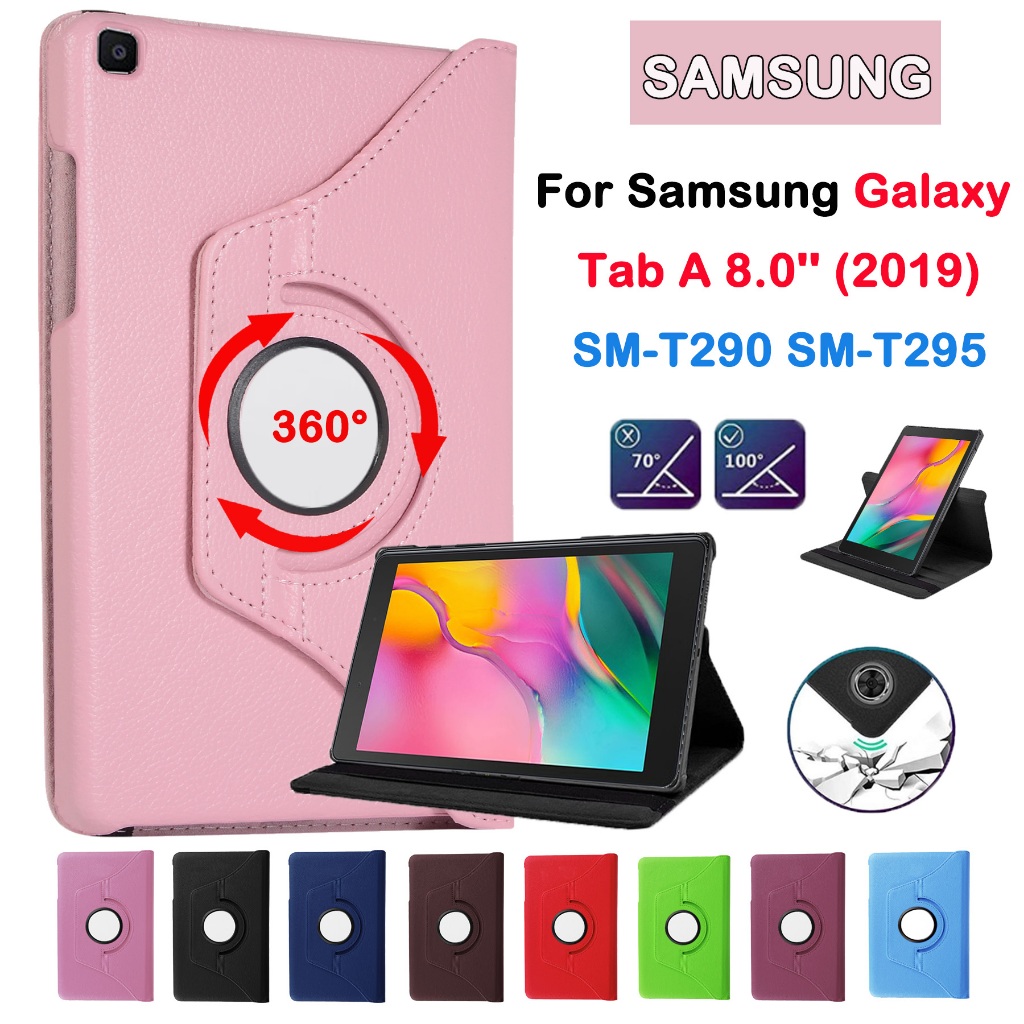 Dành Cho Samsung Galaxy Tab A 8.0 '' 2019 SM-T290 SM-T295 SM-T297 Da Cao Cấp PU 360° Vỏ bọc đứng quay