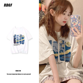 RDGF Chaopai Mùa Xuân Trắng Nguyên Chất Cotton Vai Ngắn Tay Nữ Rời Phong Cách Hồng Kông Sang Trọng Top