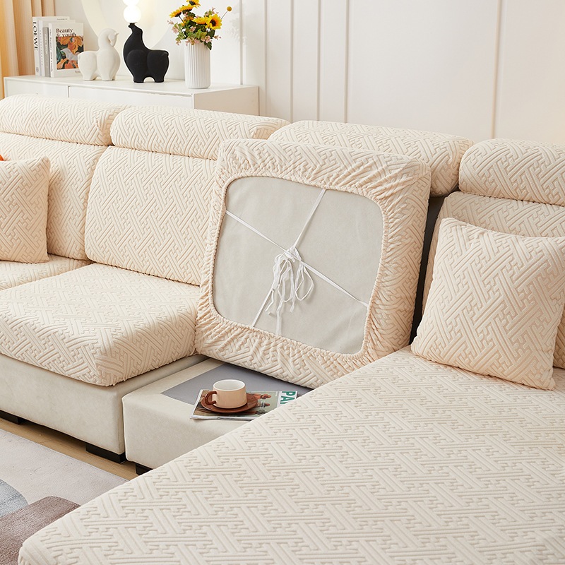 Vỏ Bọc Ghế Sofa Dệt Kim Co Giãn Hình Chữ L 1 / 2 / 3 / 4 Chỗ Ngồi Trang Trí Nội Thất Phòng Khách