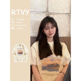 「 Rtvy 」 Áo thun ngắn tay mơ mùa hè mới Oversize Hàn Quốc sang trọng dáng rộng
