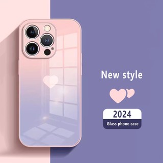 Ốp điện thoại cho iPhone 11 13 7plus 15 xr 11Promax 14 11Pro 14Promax 7 12Pro 13Pro xsmax 15Pro 15promax Vỏ kính tình yêu gradient đơn giản chống rơi và chống vân tay