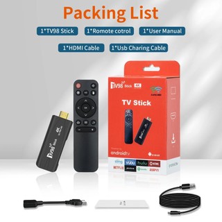 Smart tv stick tv98 rockchip 3228a android 12.1 2.4g / 5gwifi 8gb + 128gb netflix / youtube mini tv box 4k hd