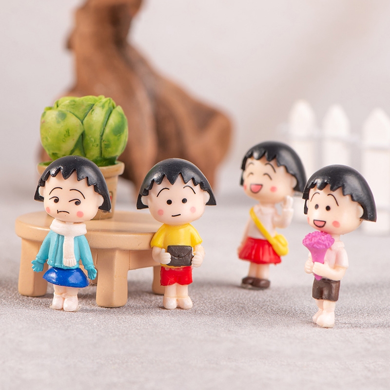 4 Cái / bộ Anime Nhật Bản Chibi Maruko-chan Hình Sakura Momoko Q Phiên Bản PVC Nhân Vật Hành Động Mô
