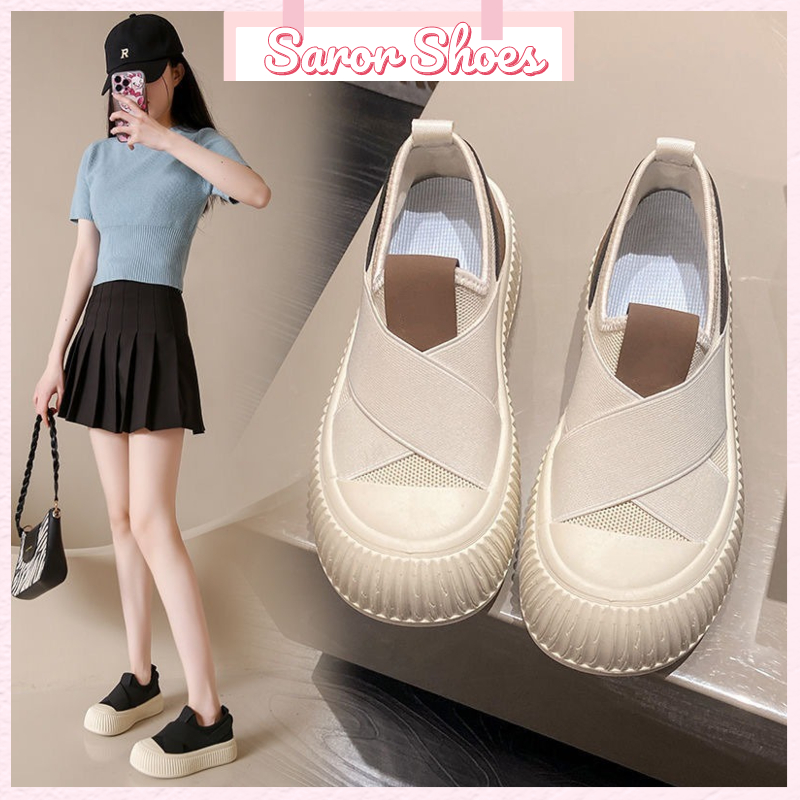 Giày Trắng Nữ Đế Mềm 2024 Mùa Hè Mới Thoáng Khí Lưới Bánh Mì Giày Slip-on