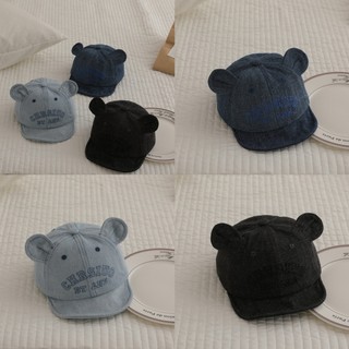 Mũ trẻ em vải denim chữ sang trọng thêu mũ che nắng trẻ em mềm mại vành hoạt hình tay nghề tinh tế trẻ em vịt lưỡi mũ phiên bản hàn quốc