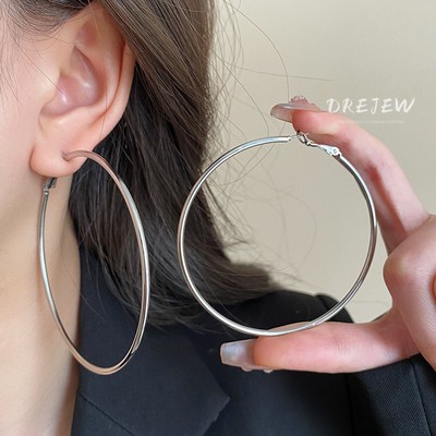 DREJEW Bạc 925 Kim Tròn Bóng Bông Tai Âu Mỹ Thiết Kế Phóng Đại Tai Hình Học niche Cá Tính Đơn Giản Bông Tai Cho Nữ Không Dị Ứng