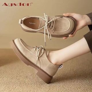 Agsdon Loafers Đế Dày Phù Hợp Với Nữ Sinh 2024 Phong Cách Mới Mùa Xuân Người Nhỏ Tăng Chiều Cao