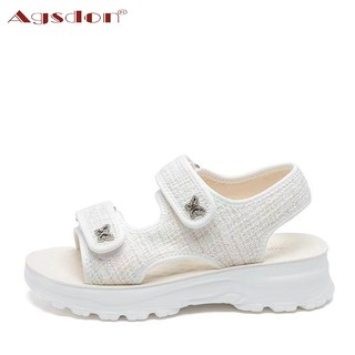 Agsdon Giày Sandal  Mặc Ngoài 2024 Phong Cách Mới Mùa Xuân Đế Dày Velcro Đi Biển Giày Sandal Thể Thao Nữ