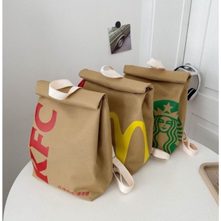 Túi đi học McDonald M/K/Starbucks Túi vải Túi giấy McDonald's Ba lô Túi dung tích lớn thông thường
