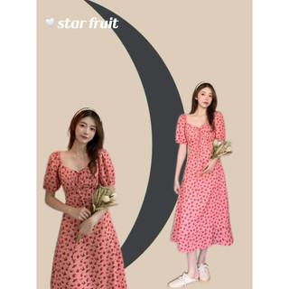 Đầm Voan In Họa Tiết Hoa / Ngôi Sao / Trái Cây Xinh Xắn Thời Trang Mùa Hè Cho Nữ
