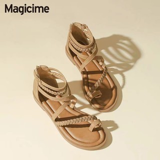 Magicime Giày Sandal Đế Bằng 2024 Phong Cách Mới Mùa Hè Giày La Mã Phù Hợp Với Giày Nữ