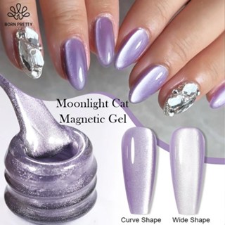 BORN PRETTY Gel Mắt Mèo Tím Ánh Trăng Từ Gel Sơn Móng Tay Bạc WaterLight Từ Sáng Lấp Lánh Varnis 10ml