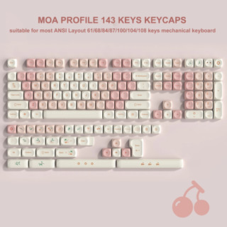 143 Phím MOA Profile Cherry Pink Keycaps Fresh Cute Dye Sub PBT Key Cap cho 60% 65% 70% 100% Cherry Gateron MX Switches Bàn phím cơ