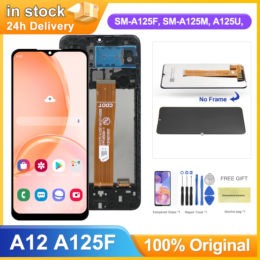 Màn hình LCD Samsung Galaxy A12 A125 A127 M127 A12 Nacho LCD Bộ phận số hóa màn hình cảm ứng Thay th