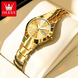 Đồng hồ nữ OLEVS Chống thấm nước Chính hãng Nhật Bản Lịch thạch anh Chất liệu thép vonfram Đồng hồ vàng hồng Đồng hồ thời trang phát sáng dành cho nữ 8697 