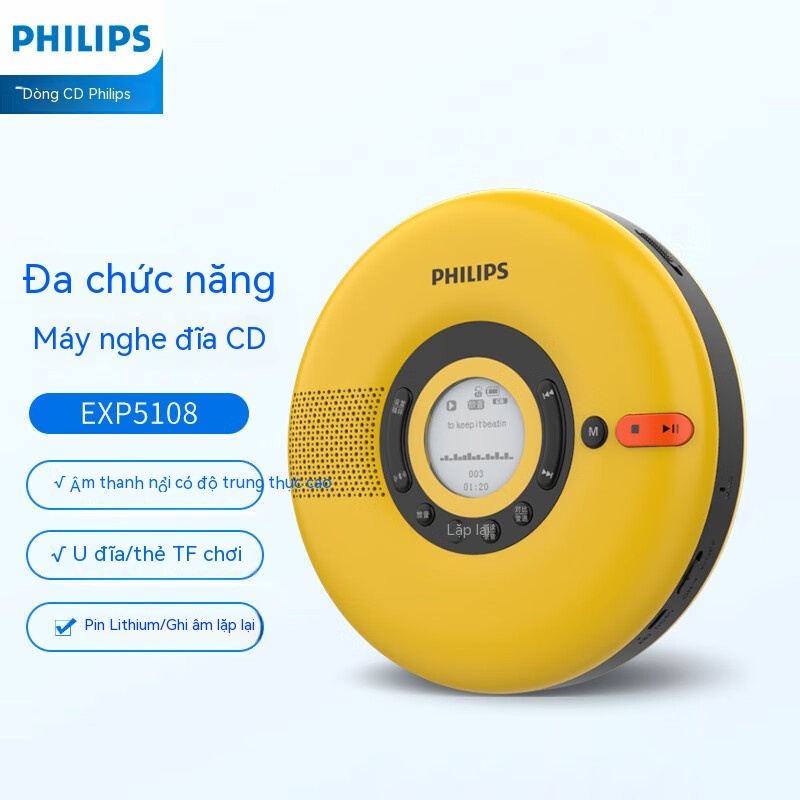 Sạc Philips Di Động Walkman Học Tập Cao Cấp Âm Nhạc Tiếng Anh Máy Nghe Nhạc MP3CD Bluetooth Bộ Phát 