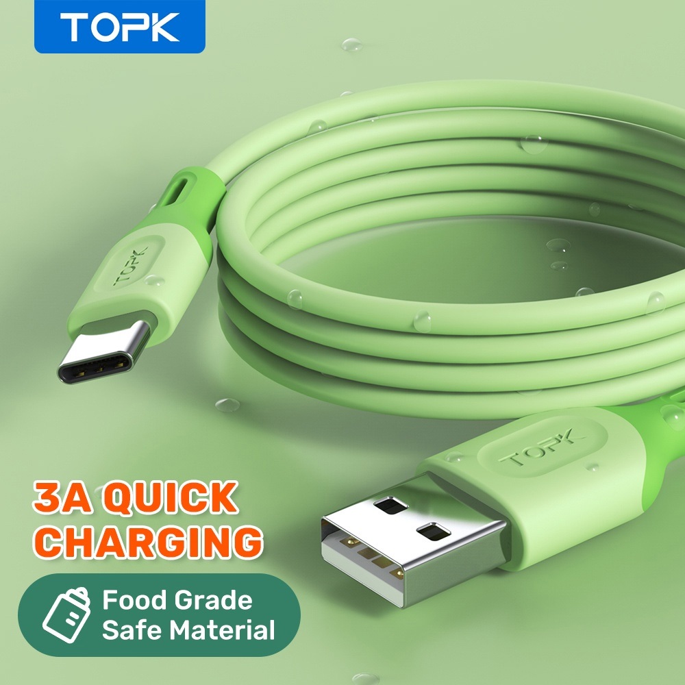 Cáp USB TOPK AN84 3A 1M Type C Cáp silicon lỏng TPE