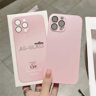 Ốp điện thoại Cứng Kính Màu Trơn Chất Lượng Cao Cho iPhone 15 14 13 11 Pro Max 12 Pro Max 14Plus Bao Gồm Tất Cả Ống Kính Máy Ảnh Phim Bảo Vệ Mặt Sau