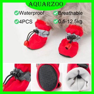 Aquarzoo 4 cái / bộ Giày bốt chống nước cho chó đi bộ ngoài trời hoặc trong nhà với đế chống trượt mềm, phản quang vào ban đêm Giày bốt cho chó mèo nhẹ, Bảo vệ bàn chân cho chó và mèo