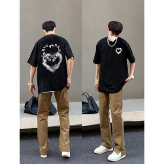 PEAR DODO Trắng In Hình Trái Tim Trung Lập Thương Hiệu Địa Phương Hàng Đầu 100% Cotton Mùa Hè Tay Ngắn Mới 240229