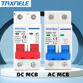 Taxnele 2P DC AC MCB Bộ ngắt mạch Mini năng lượng mặt trời Công tắc pin 6A 10A 16A 20A 25A 32A 40A 50A 63A DC MCB cho hệ thống PV quang điện
