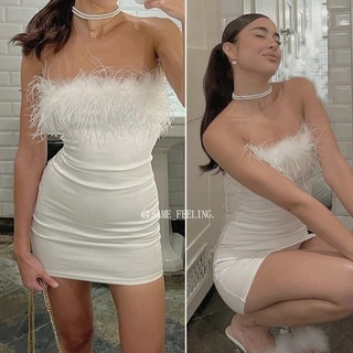 Đầm phối nhung quyến rũ màu trắng thời thượng cho nữ
