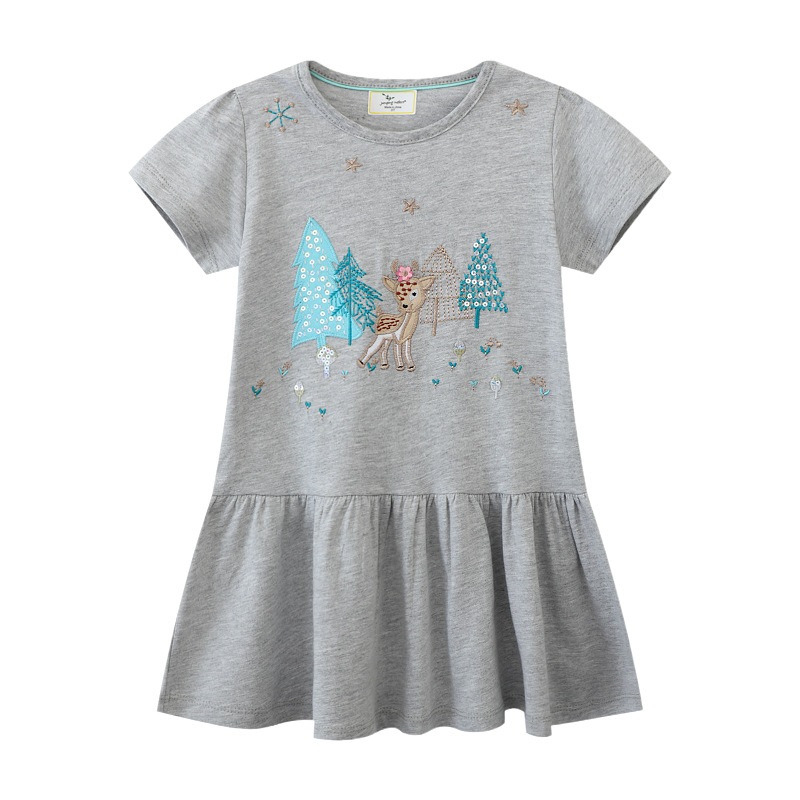 Đầm Dài Tay In Họa Tiết Cho Bé Gái 07-Thotsale-Ld26