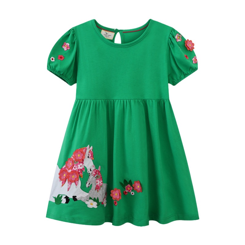 Đầm Dài Tay In Họa Tiết Cho Bé Gái 07-Thotsale-Ld26