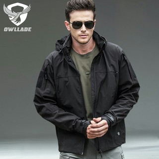 Áo khoác chiến thuật owllade nam rk001 áo gió vỏ mềm chống nước màu đen