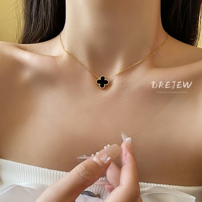 DREJEW Vòng cổ Thép Titan Mặt Hoa acrylic Nhiều Màu Sắc Đơn Giản Sang Trọng Dị Ứng Chất Lượng Cao