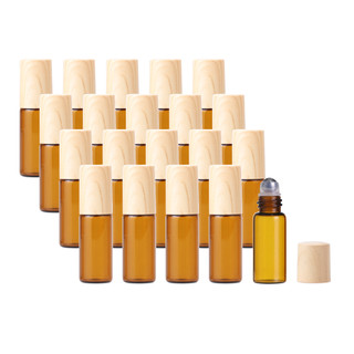 20 miếng 1ml 2ml 3ml mini hổ phách thủy tinh con lăn chai tinh dầu mẫu chai có nắp hạt gỗ