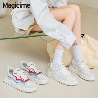 Magicime Giày thể thao đế dày  Nữ 2024 Phong cách mới Mùa xuân Giày nữ Lưới thoáng khí Giày trắng phù hợp