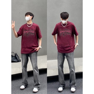PEAR DODO Thương hiệu địa phương Rượu vang đỏ in hàng đầu dáng rộng và thời trang Retro Mỹ Áo thun ngắn tay trung tính 240301